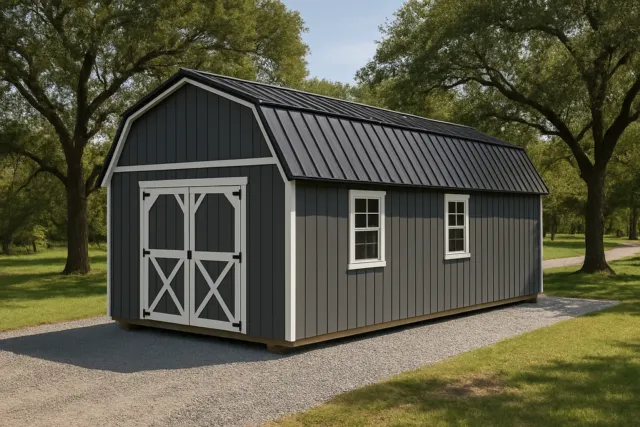16' Wide Lofted Barn for sale, outside view