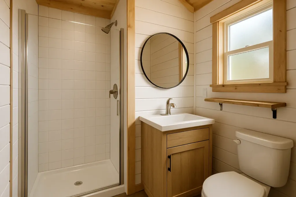 16x22 Lofted Barn Cabin, Finished Home Example bathroom example