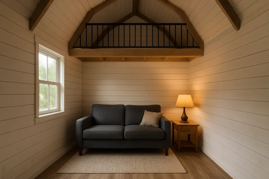 16x22 Lofted Barn Cabin, Finished Home Example living area example