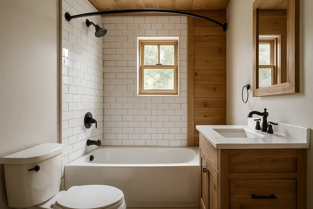 16x30 Lofted Barn Cabin, Finished Home Example bathroom example