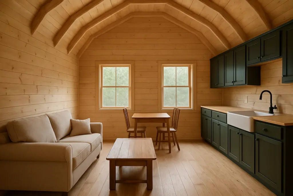 16x30 Lofted Barn Cabin, Finished Home Example living area example