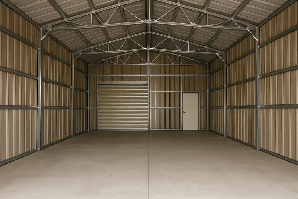 All Vertical Dual Entry Garage 24x40x10 unfinished interior as delivered