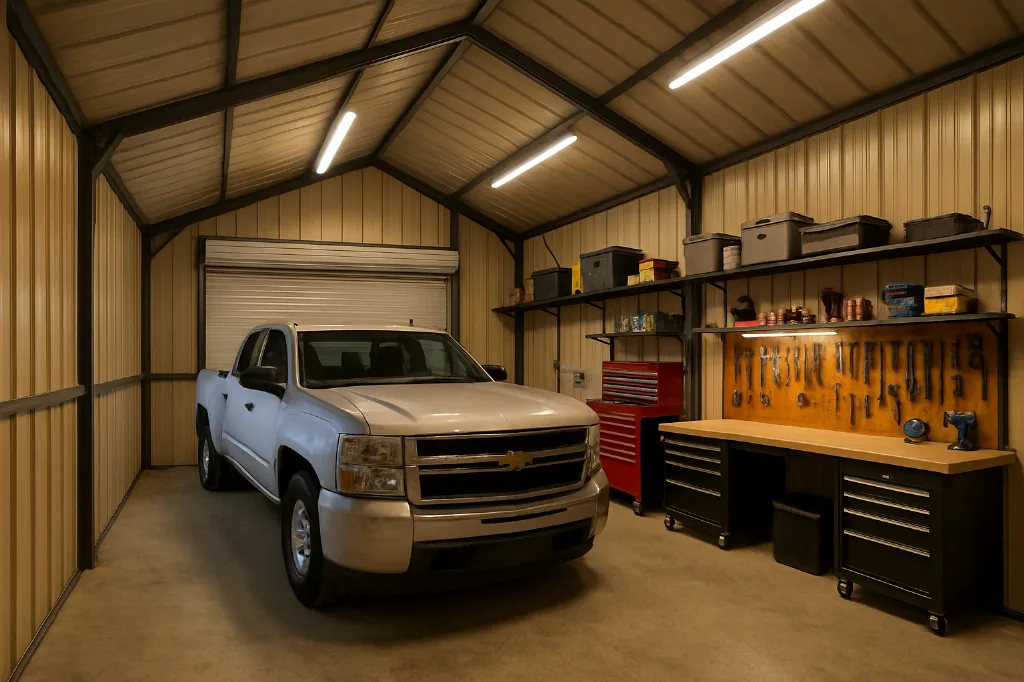 All Vertical Front Entry Garage 24x30x11 interior staged for storage