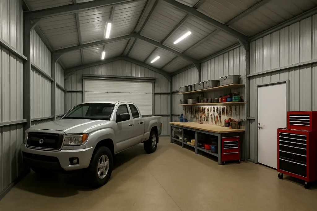 All Vertical Front Entry Garage 30x30x11 interior staged for storage