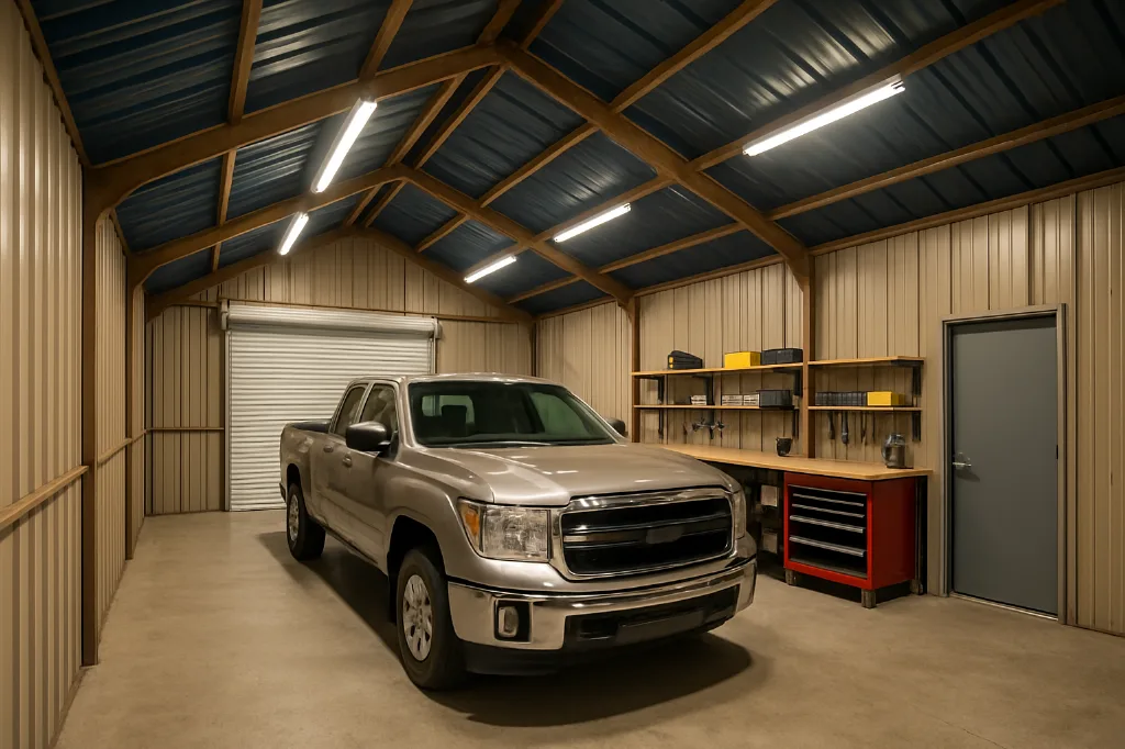 All Vertical Garage 30x30x10 interior staged for storage