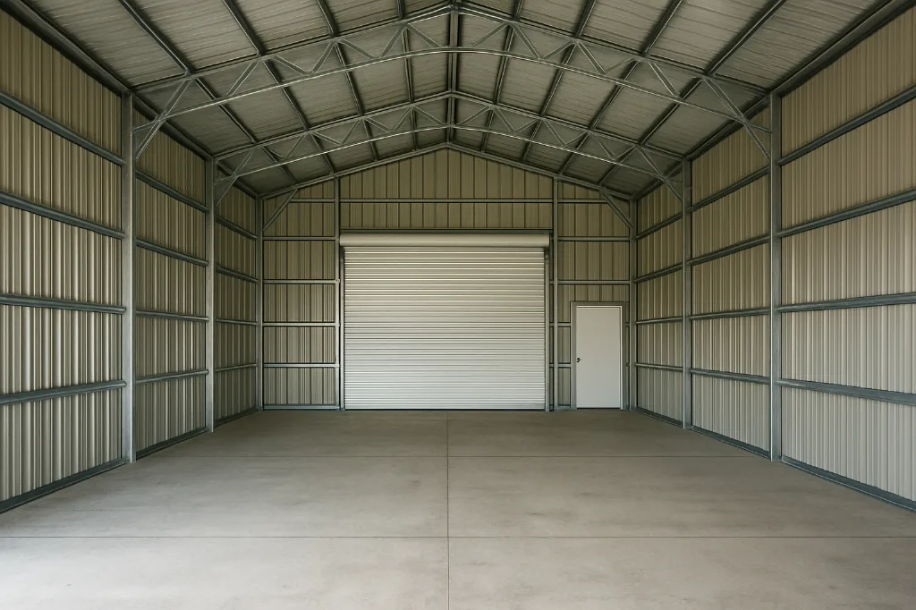 All Vertical Garage 30x50x12 unfinished interior as delivered