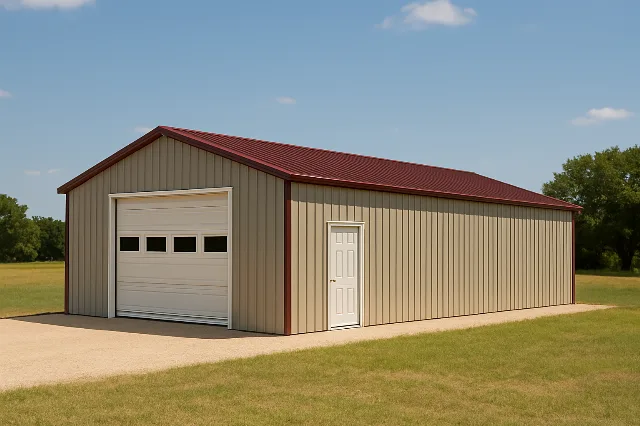 All Vertical Side Entry Colonial Garage 30x60x12 for sale, outside view