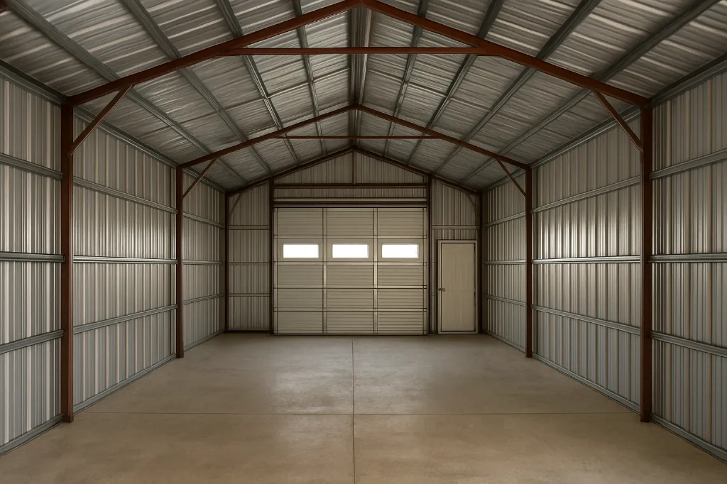 All Vertical Side Entry Colonial Garage 30x60x12 unfinished interior as delivered