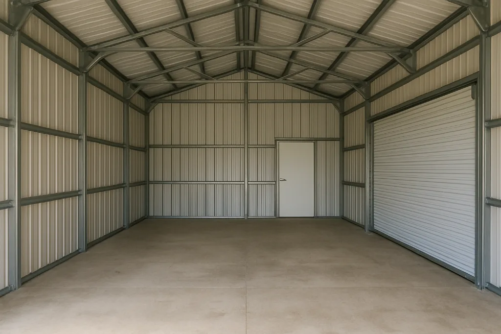All Vertical Side Entry Garage 24x30x12 unfinished interior as delivered