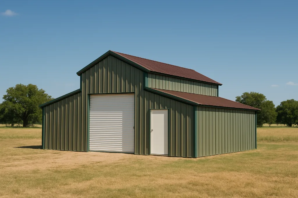 Barn with a Lean To 24x30x10 exterior view