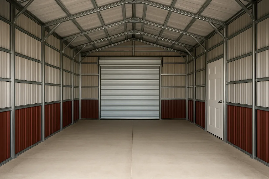 Boxed Eave Roof Colonial Front Entry Garage 24x30x9 unfinished interior as delivered