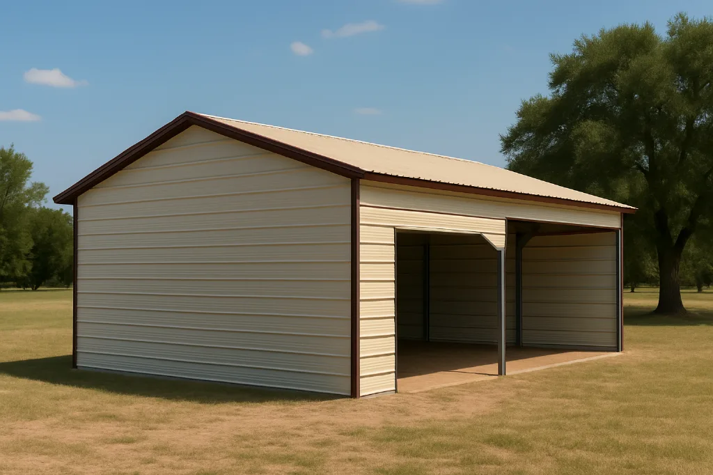 Boxed Eave Roof Cover with Sides and Fully Enclosed Back Gable End 22x35x9 exterior view