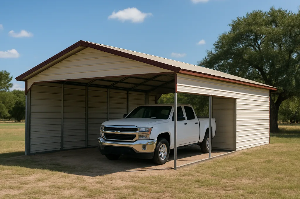 Boxed Eave Roof Cover with Sides and Fully Enclosed Back Gable End 22x35x9 exterior view