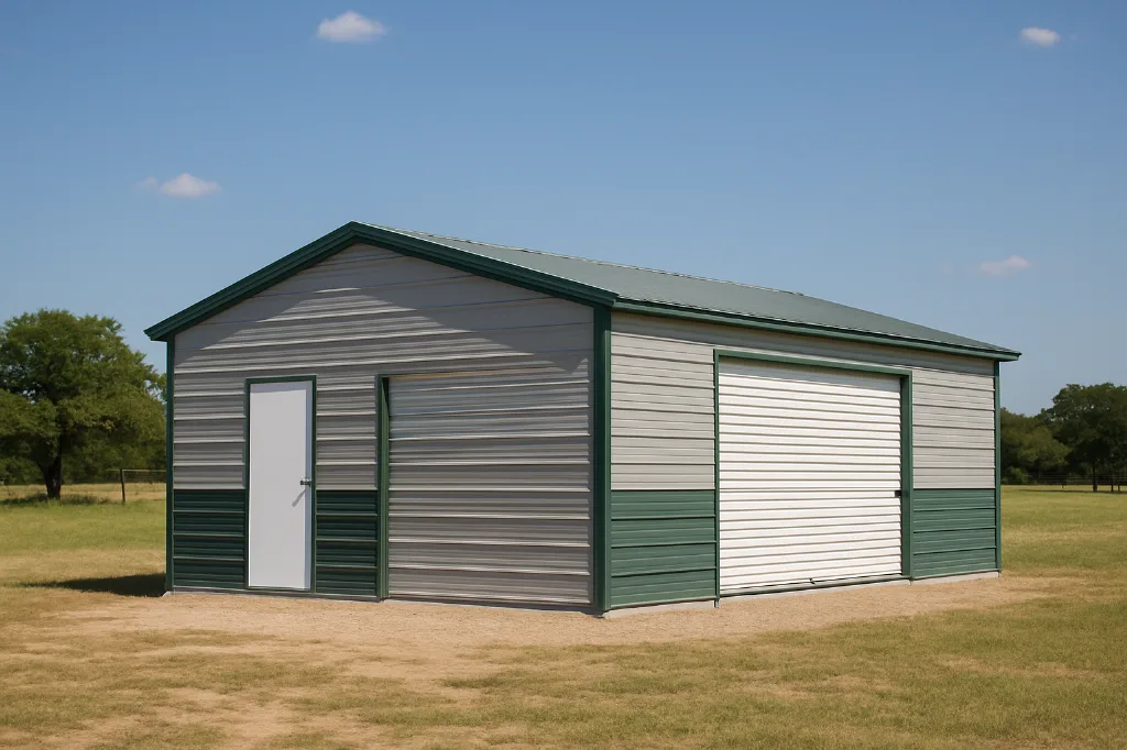 Boxed Eave Roof Front Entry Garage 24x25x9 exterior view
