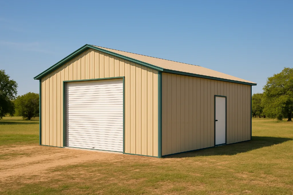 Boxed Eave Roof Front Entry Garage 24x25x9 exterior view