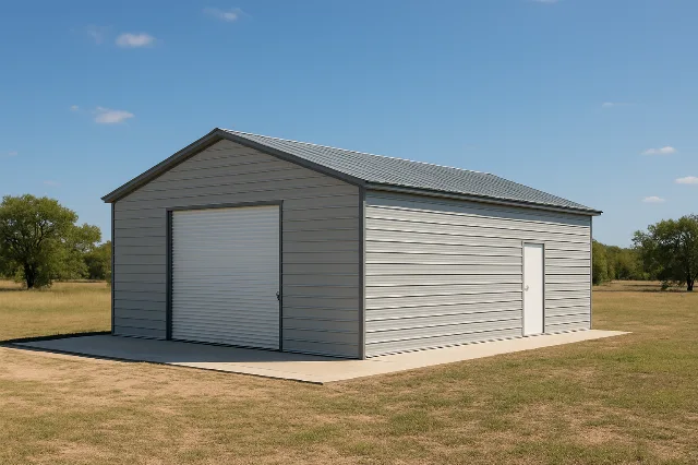 Boxed Eave Roof Front Entry Garage 24x30x12 for sale, outside view