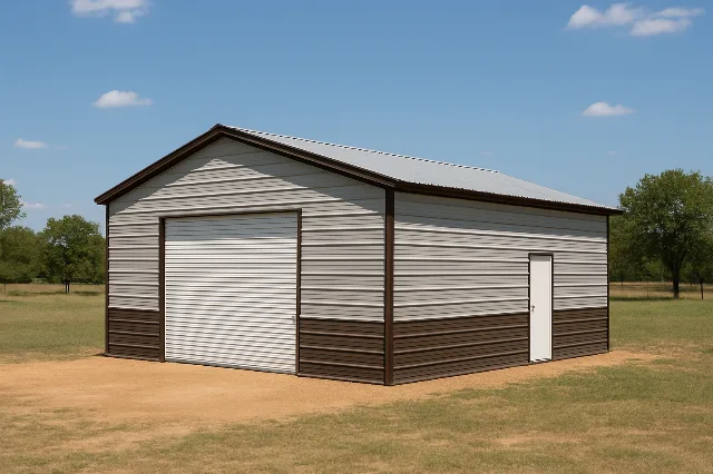 Boxed Eave Roof Front Entry Garage 24x30x9 for sale, outside view