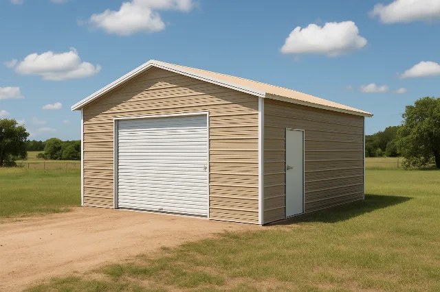 Boxed Eave Roof Front Entry Garage Kit 18x20x9 for sale, outside view