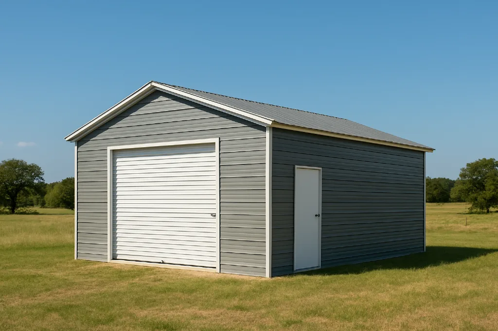 Boxed Eave Roof Garage 20x35x9 exterior view