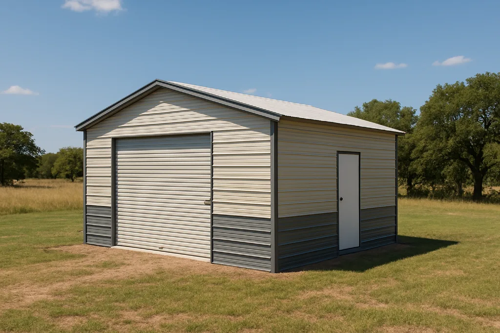 Boxed Eave Roof Side Entry Garage 20x20x9 exterior view
