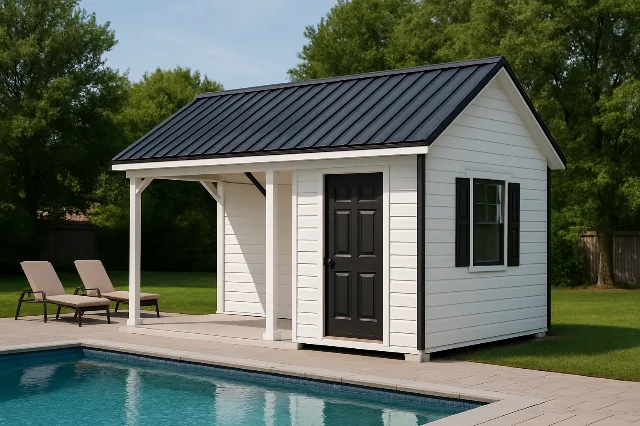 Cabana Pool House for sale, outside view