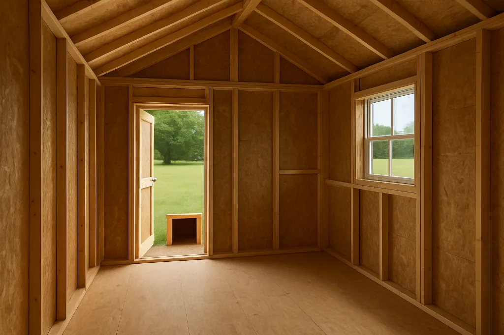 Chicken Coop unfinished interior as delivered