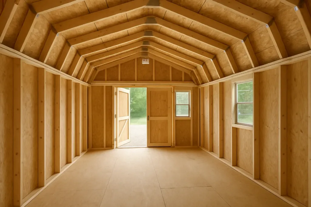Classic Barn unfinished interior as delivered