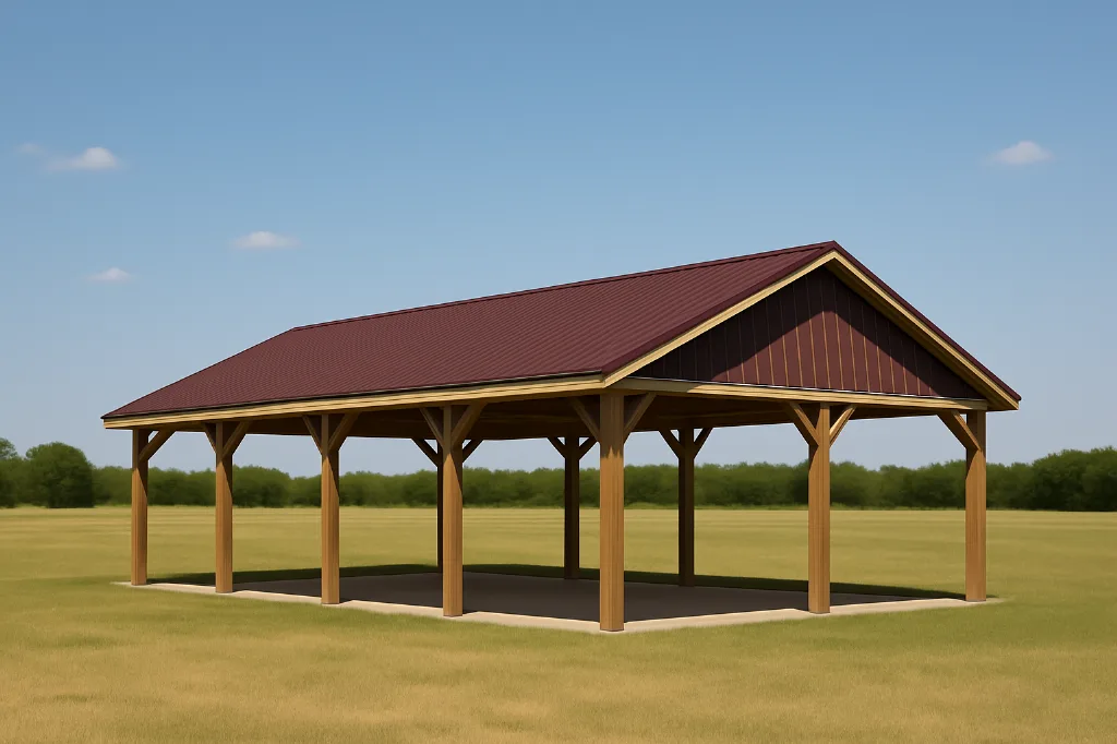 Gable Style Pole Barn with Covered Porch 25x55x10 exterior view