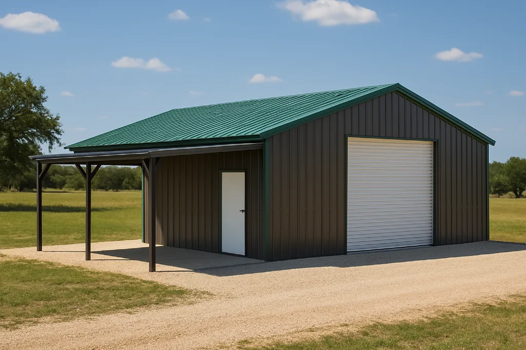 Garage with Front Cover 30x40x12 exterior view