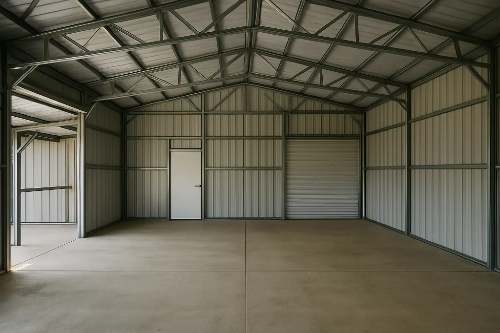 Garage with Front Cover 30x40x12 unfinished interior as delivered