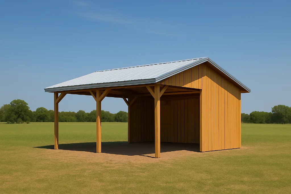 Loafing Shed Pole Barn 20x30x10 exterior view