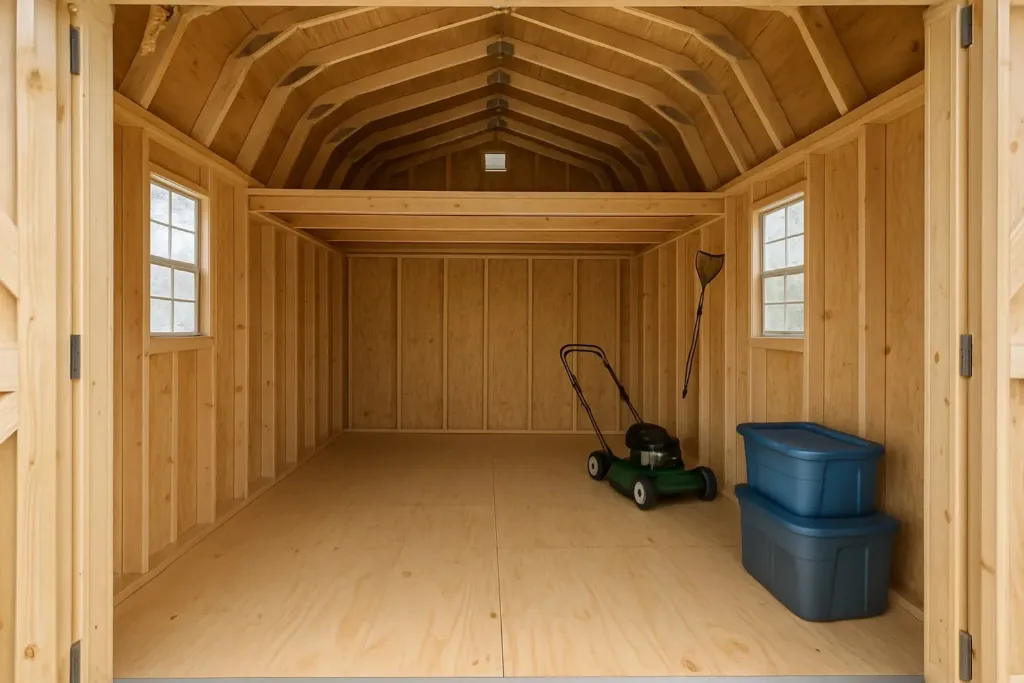 Lofted Barn interior staged for storage
