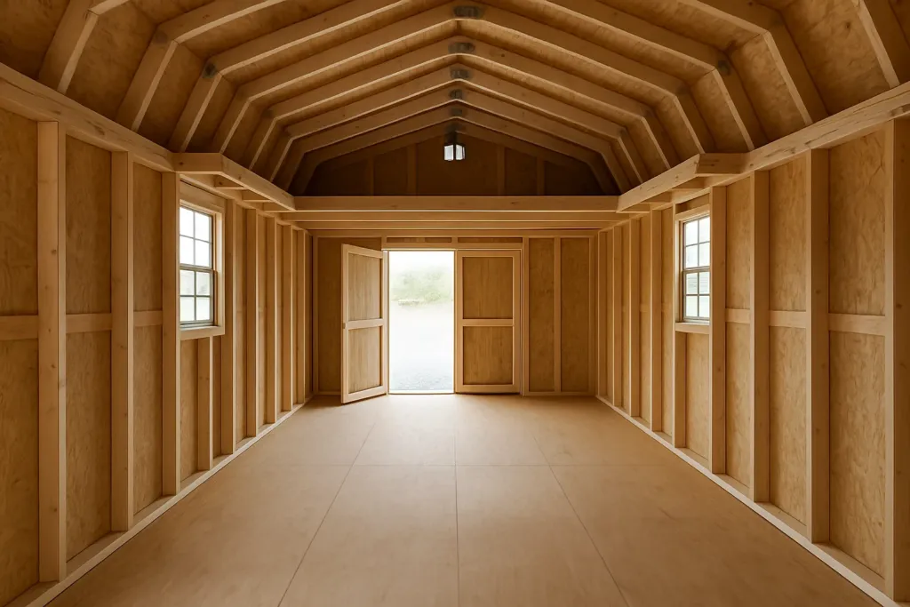 Lofted Barn unfinished interior as delivered