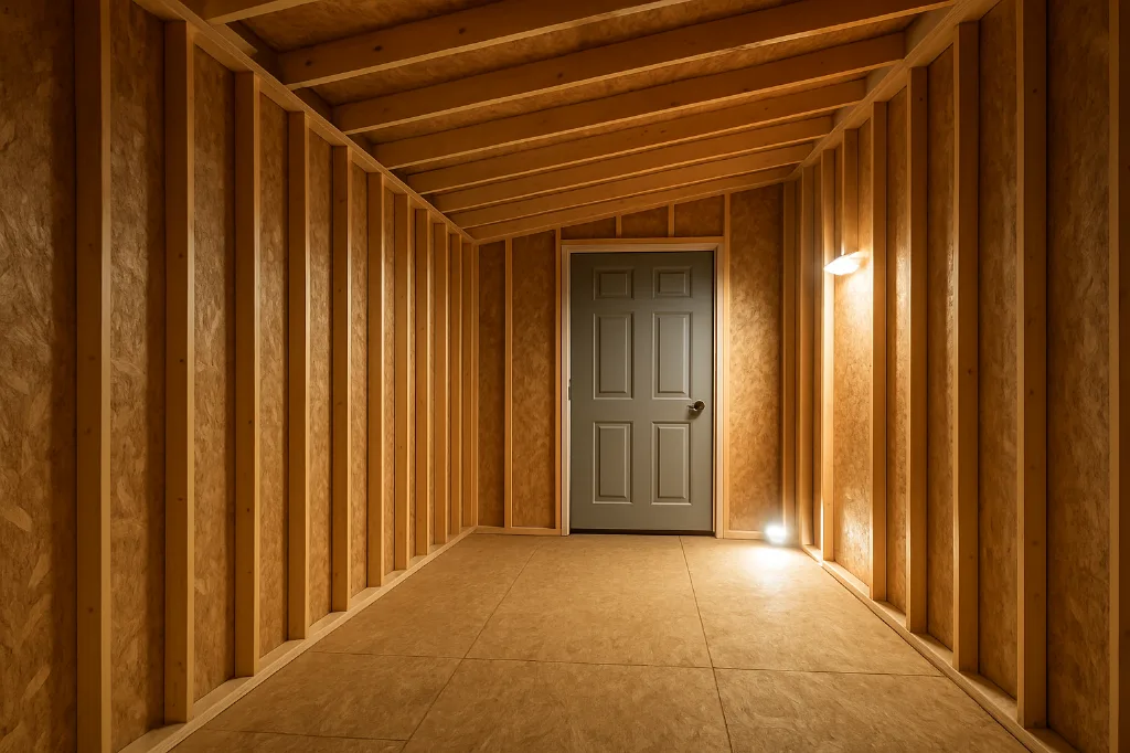 Metro Shed unfinished interior as delivered