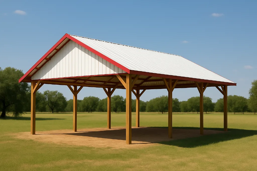Open Span Pole Barn 36x40x11 exterior view