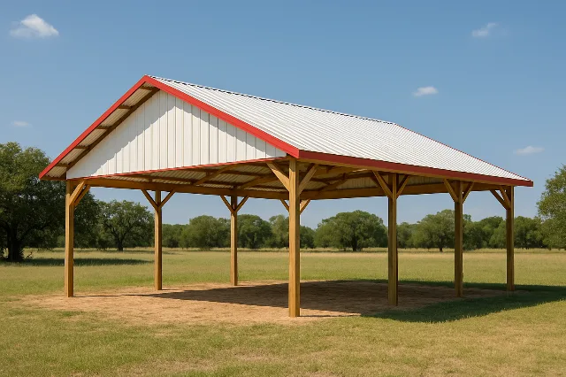 Open Span Pole Barn 36x40x11 for sale, outside view