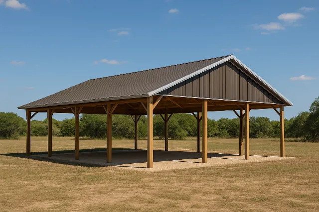 Open Span Pole Barn with Lean To 40x60x10 for sale, outside view