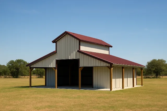 Raised Center Aisle Pole Barn 36x24x14 for sale, outside view