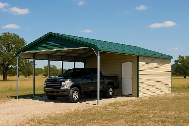 Regular Roof End Combo 18x30x10 for sale, outside view