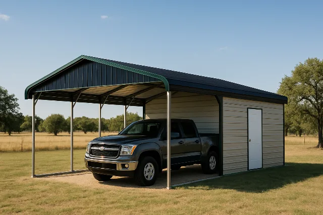 Regular Roof End Combo 24x25x8 for sale, outside view