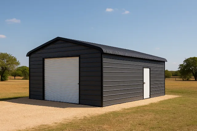 Regular Roof Front Entry Garage 18x30x8 for sale, outside view