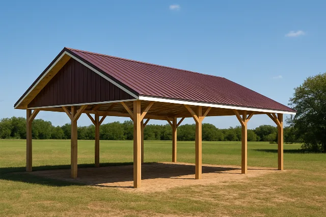 Side Combo Open Span Pole Barn 36x36x12 for sale, outside view