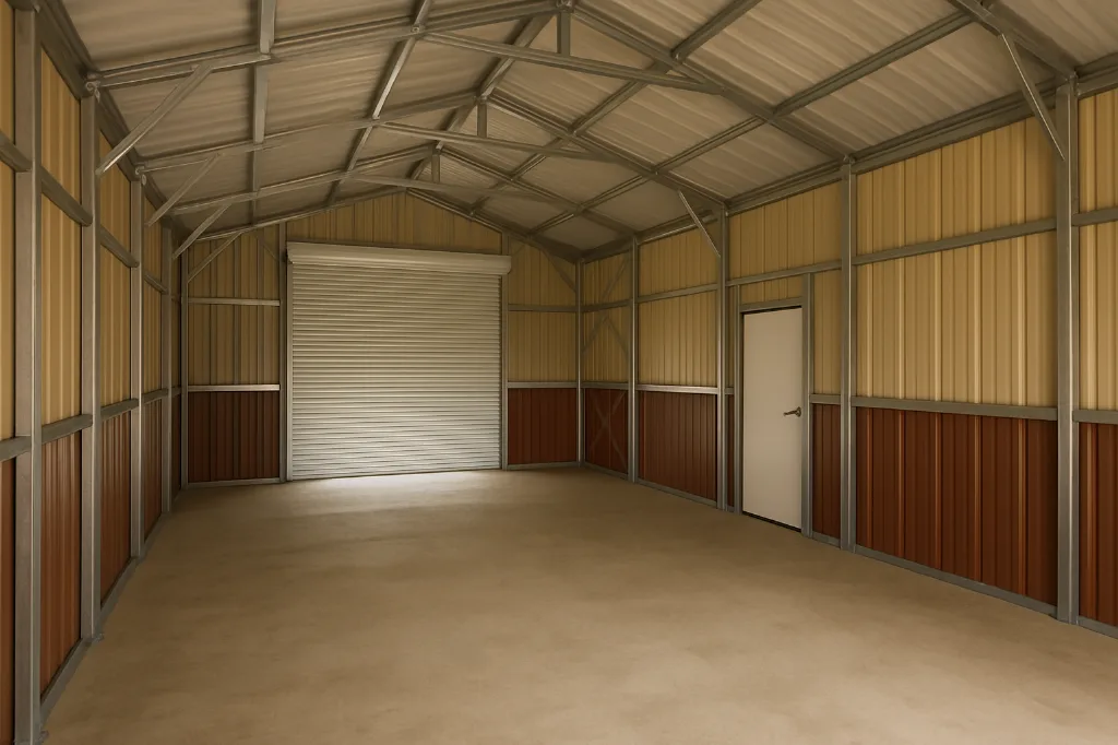 Steel Barn with 10' Covered Front Porch 30x40x12 unfinished interior as delivered