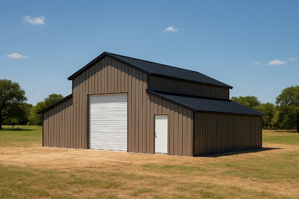 Steel Barn with Lean To 30x50x14 exterior view
