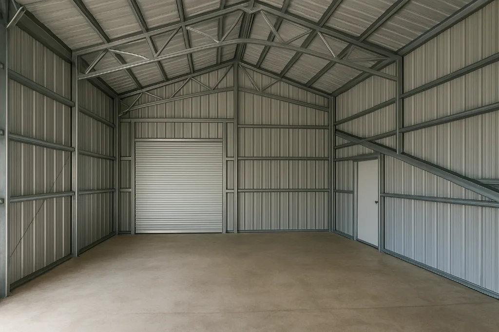 Steel Barn with Lean To 30x50x14 unfinished interior as delivered