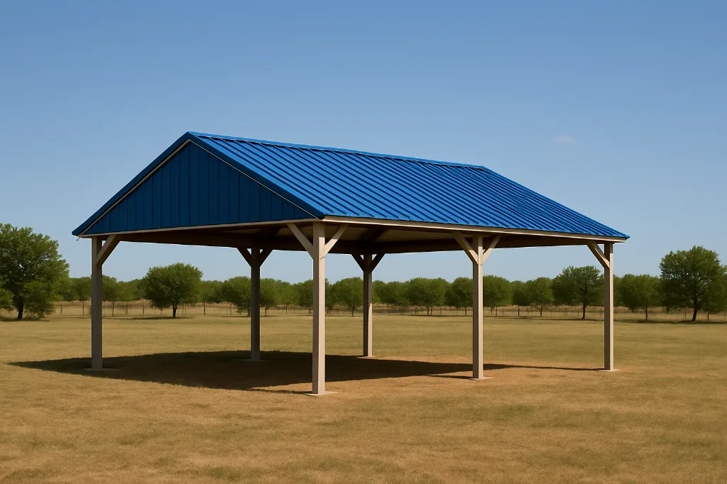 Steel Pavillion 30x30x10 exterior view