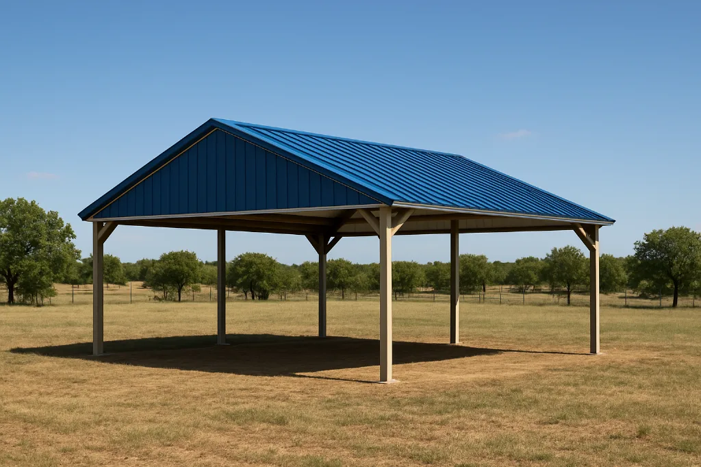 Steel Pavillion 30x30x10 exterior view