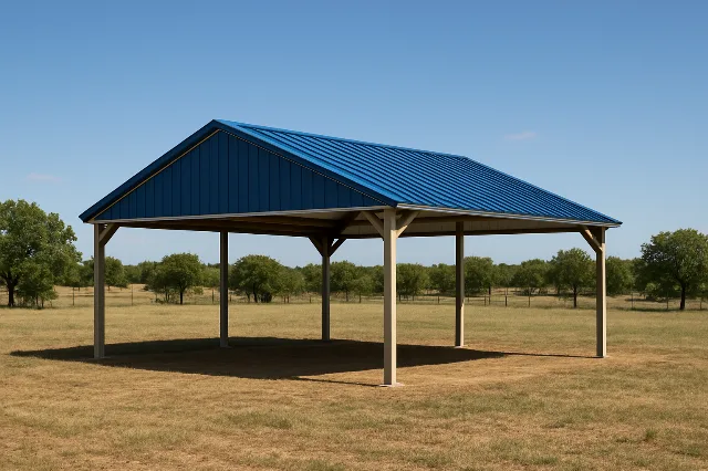 Steel Pavillion 30x30x10 for sale, outside view