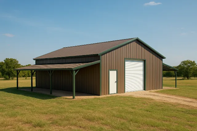 Texas Barn 42x25x12 for sale, outside view