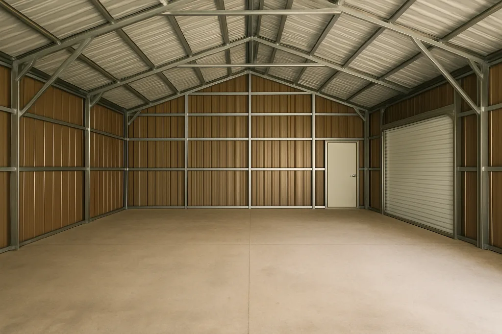 Texas Barn 42x25x12 unfinished interior as delivered